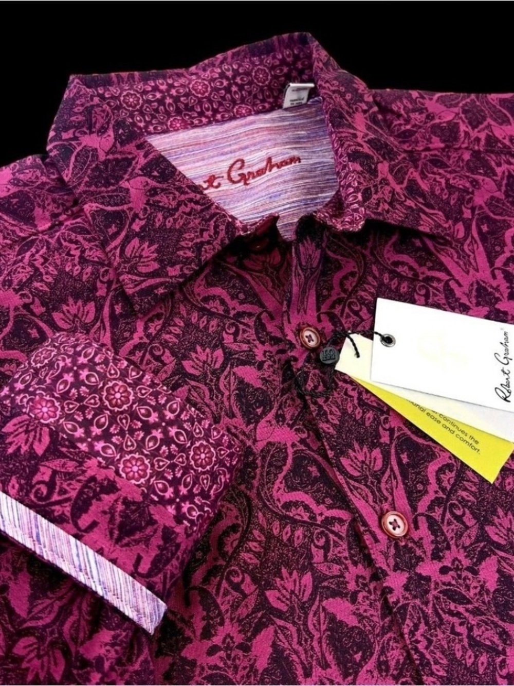 NEW Robert Graham Tribal Long Sleeve Burgundy 4XL Classic Fit Sport Shirt